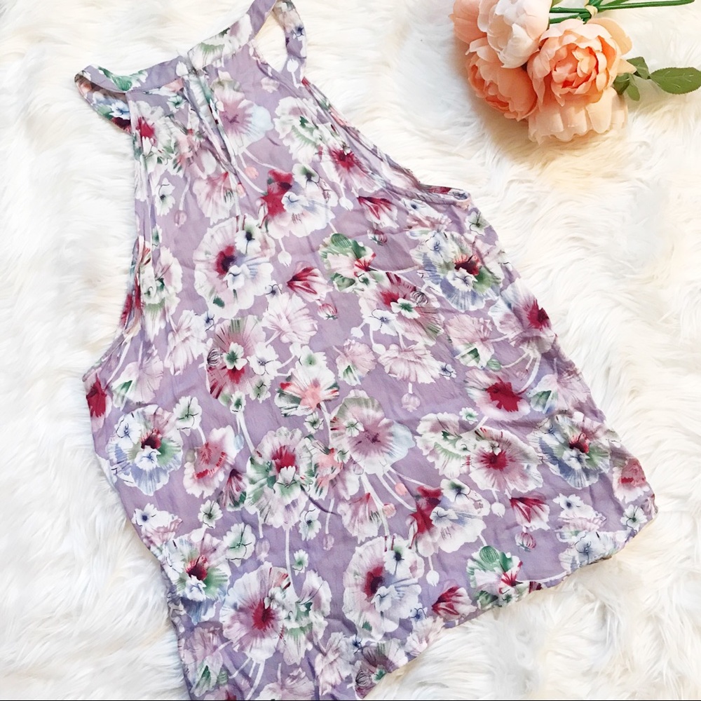 Cynthia Rowley Flowing Trapeze Floral Halter Top